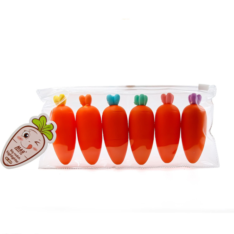 هایلایتر (علامت گذار) 6 رنگ کیف دار فانتزی طرح هویج